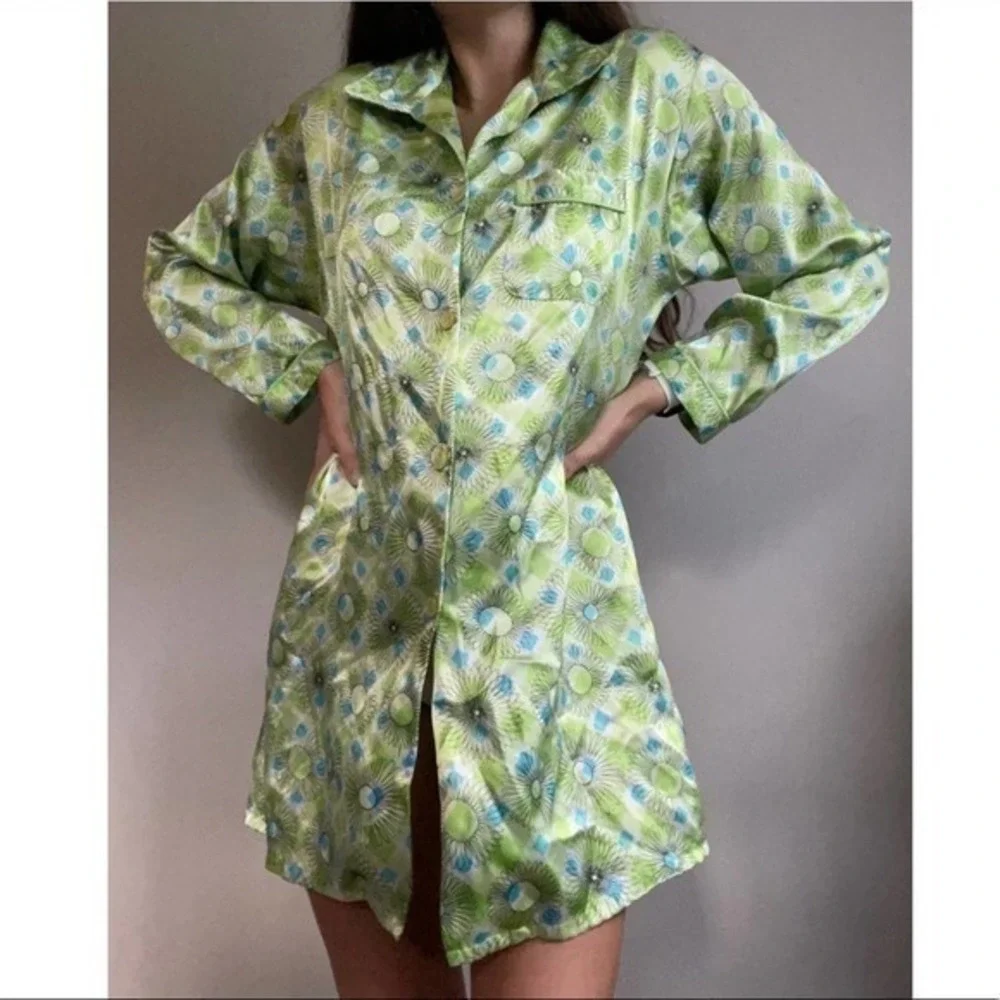 Victoria’s Secret Vintage Satin Green Button Up
